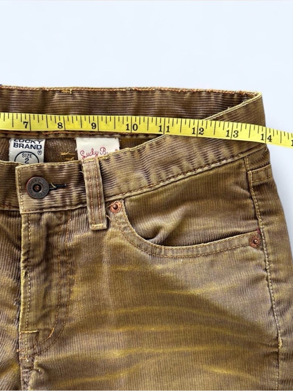 Lucky Brand Brown Corduroy Pants Flare Vintage Wash Size 26” - Picture 5 of 8